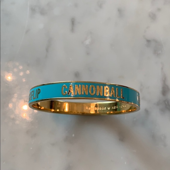 Kate Spade blue enamel w gold sink or swim bangle